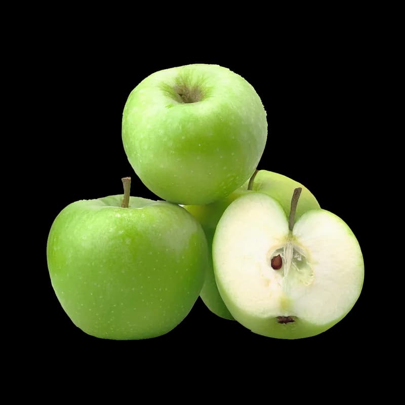 Fresh Granny Smith apples on a white background