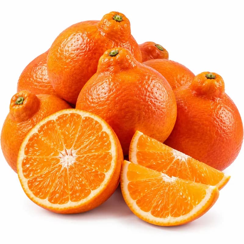 Fresh tangelos, whole and cut open